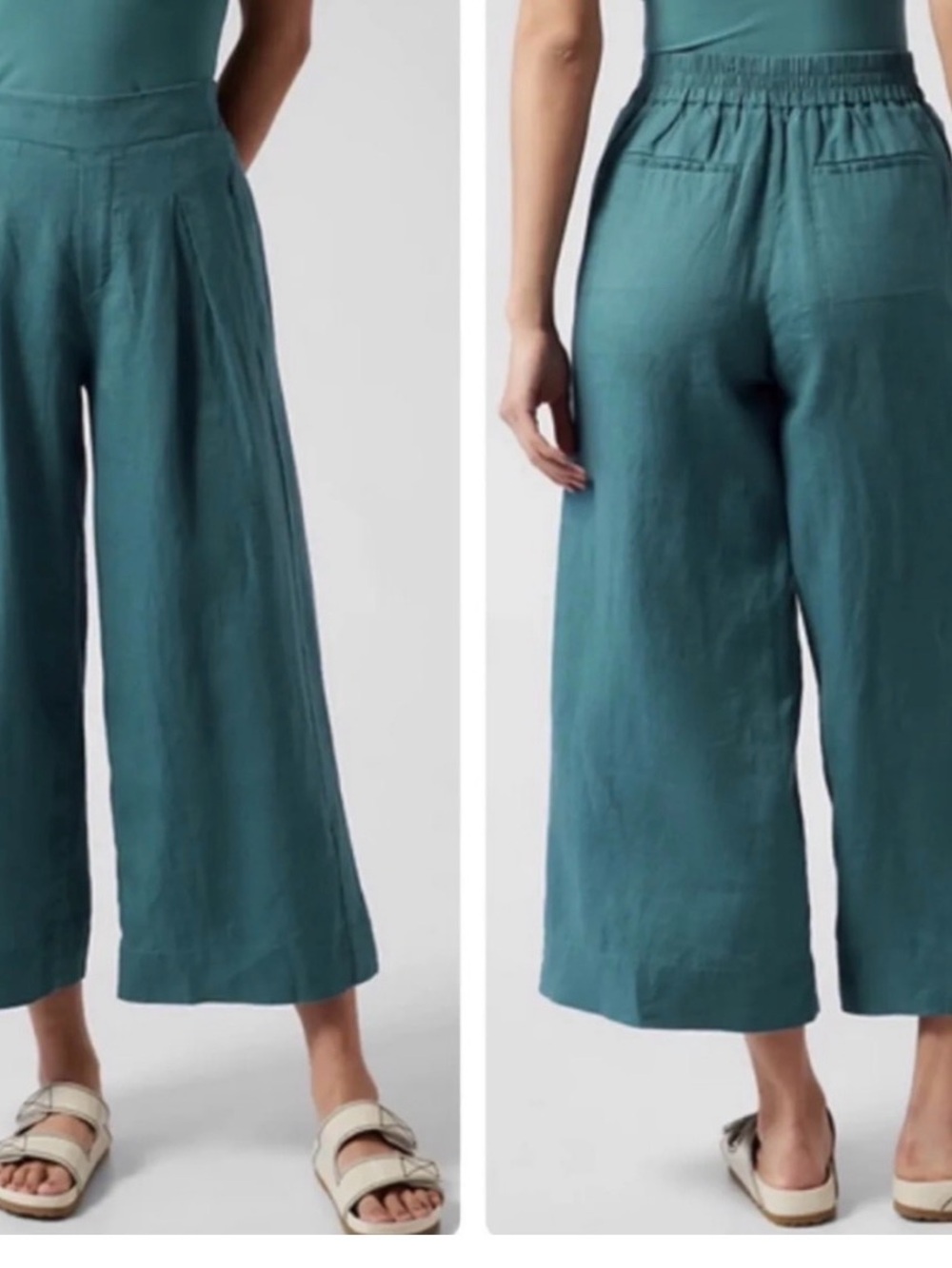 Athleta Playa Wide-Leg Cropped Linen Pants